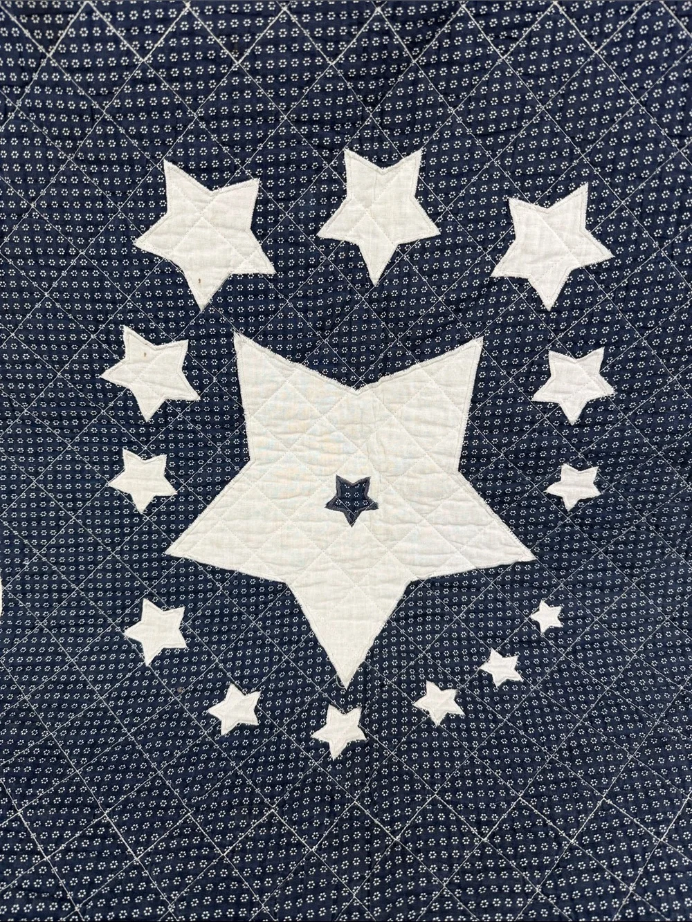 Vintage Patriotic Americana Star Quilt Throw Wall Hanging 58” x 48”